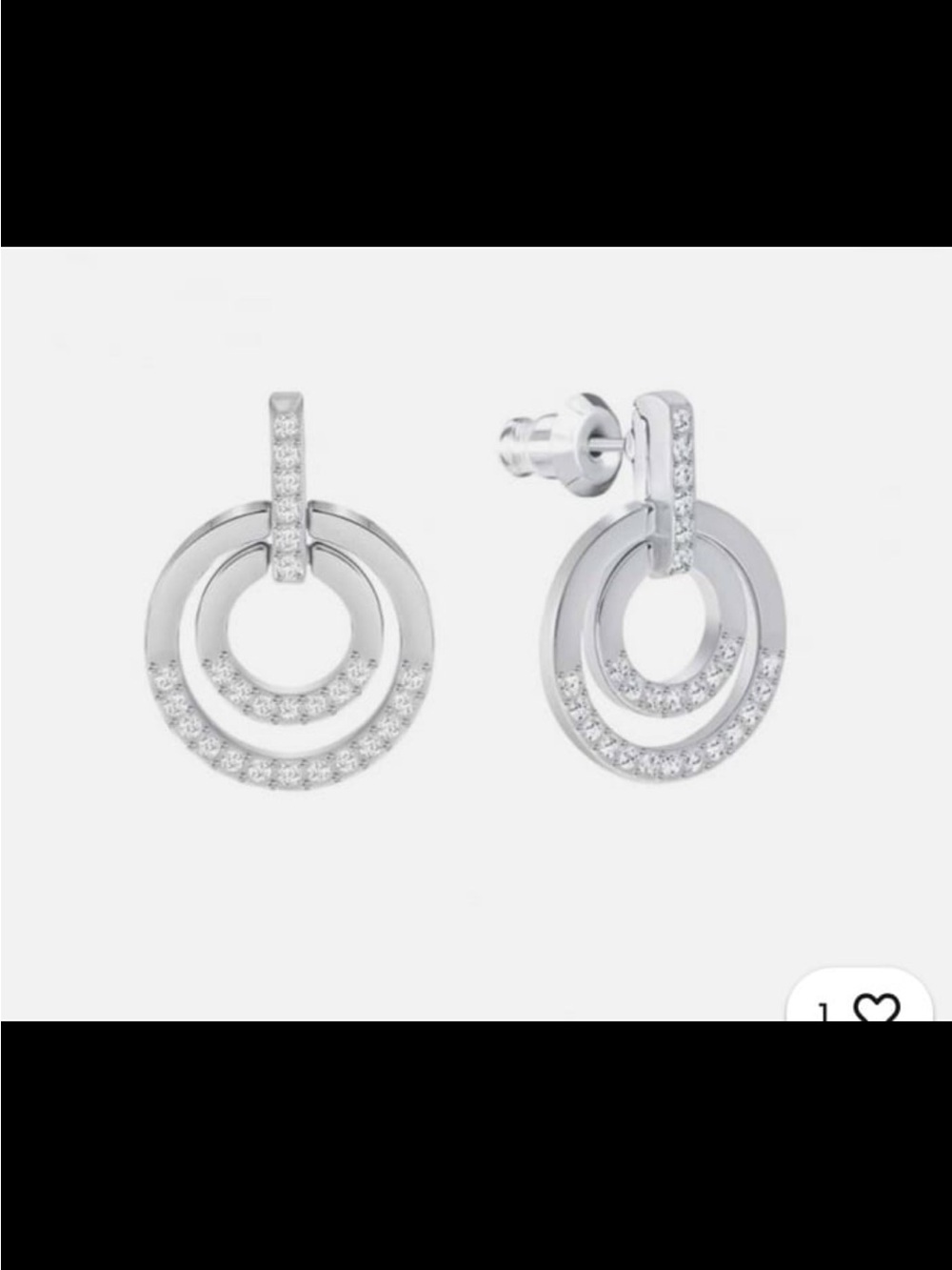Swarovski Women's Stud Earrings Circle Clear Crystal and Rhodium Plating #1567